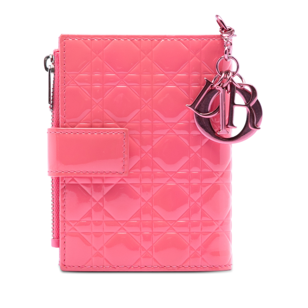 Pre-Loved Dior Patent Cannage Lady Dior French Wallet
